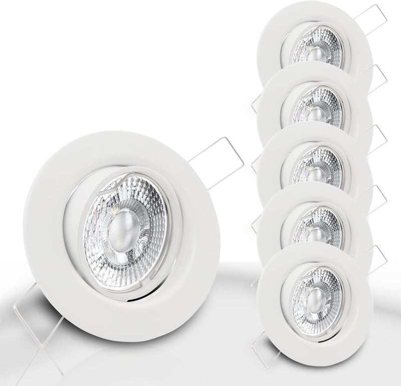 trendlights24 Decora Decken Einbaustrahler flach 35 mm 230V 5er Set - LED Spots je 5W Neutralweiss 4