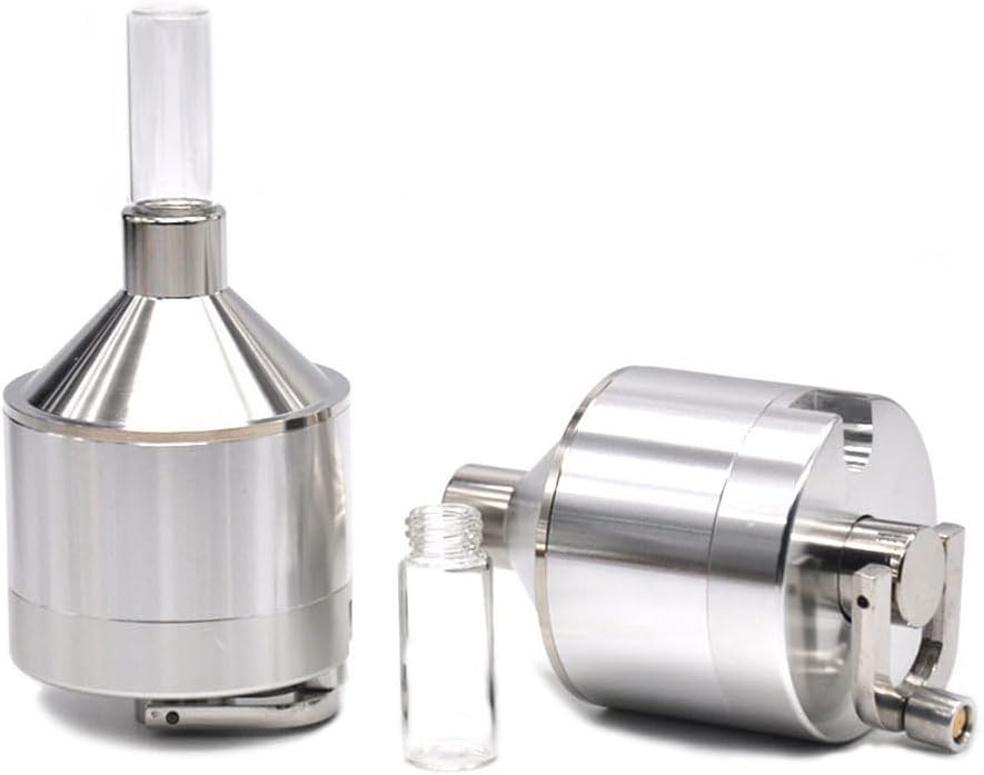 Manuelle Pulvermühle aus Aluminium mit Glasflasche und Trichter, handgekurbelte Metallmühle, geeigne
