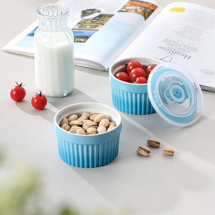 vancasso RAMEKINS 200ml Soufflé Förmchen Set von 6, Ø9,5cm Creme Brulee Schälchen Backofen sicher, P
