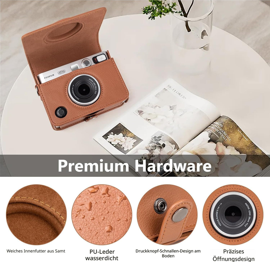 MUZIRI KINOKOO Mini EVO Hülle Kompatibel für Fuji Instax Mini EVO Instant Camera mit PU Leder Lychee