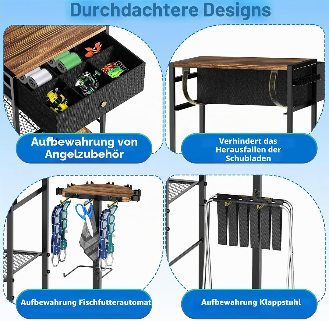 360 ° drehbare Angelrutenhalter für Garage, Angelrutenhalter, Wagen für bis zu 12 Ruten, Stangenaufb