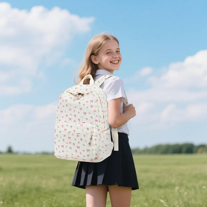 LEDAOU Rucksack für Teenager Mädchen Schulrucksack grosse Büchertaschen Grundschule High School Cord