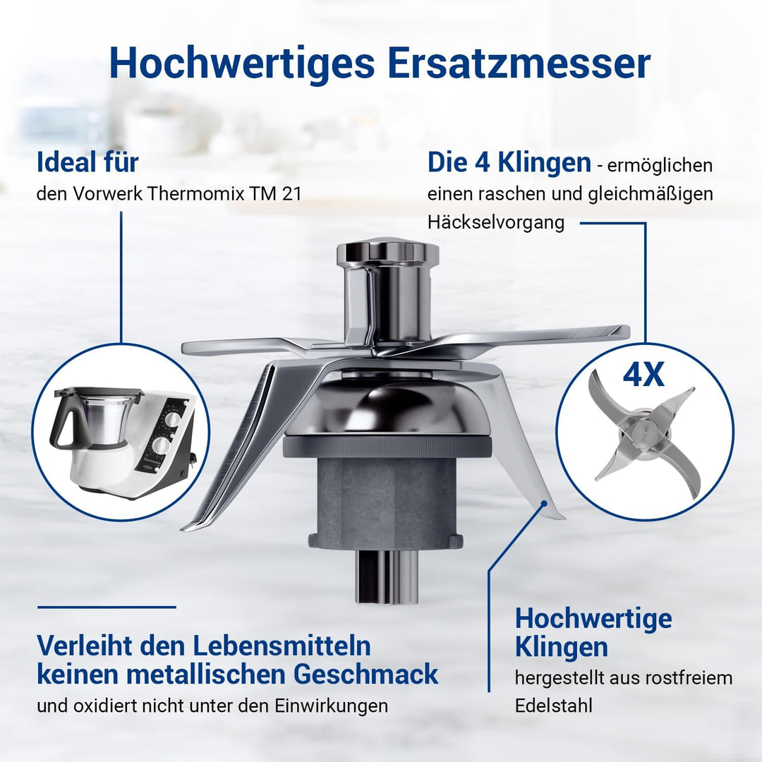 VIOKS Alternativ Messer kompatibel mit Thеrmomix TM21 | Mixmesser Kochzubehör, Edelstahl, inklusive