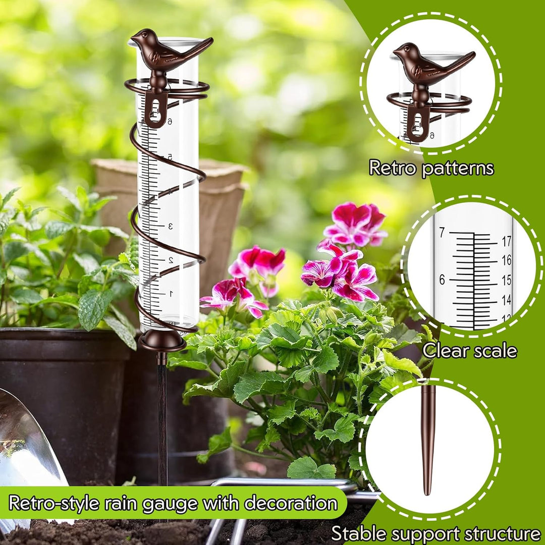 Regenmesser, Regenmesser Frostsicher, Niederschlagsmesser mit Erdspiess Metall, Outdoor Regenmesser