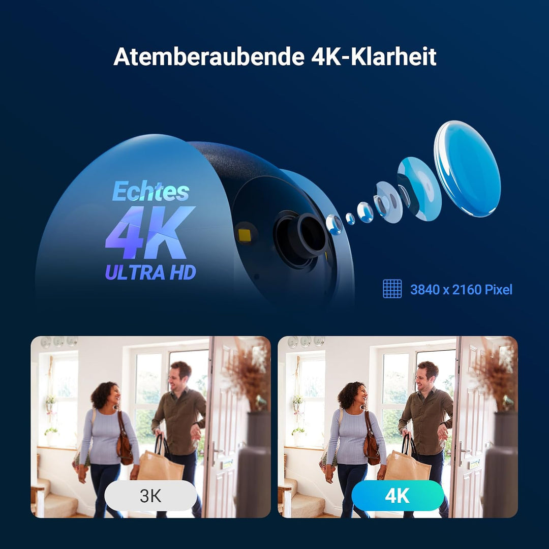 EZVIZ C6N G1 4K 8MP Überwachungskamera Innen, 2,4/5 GHz WLAN Baby Kamera, 360° PTZ, Auto-Zoom-Track,