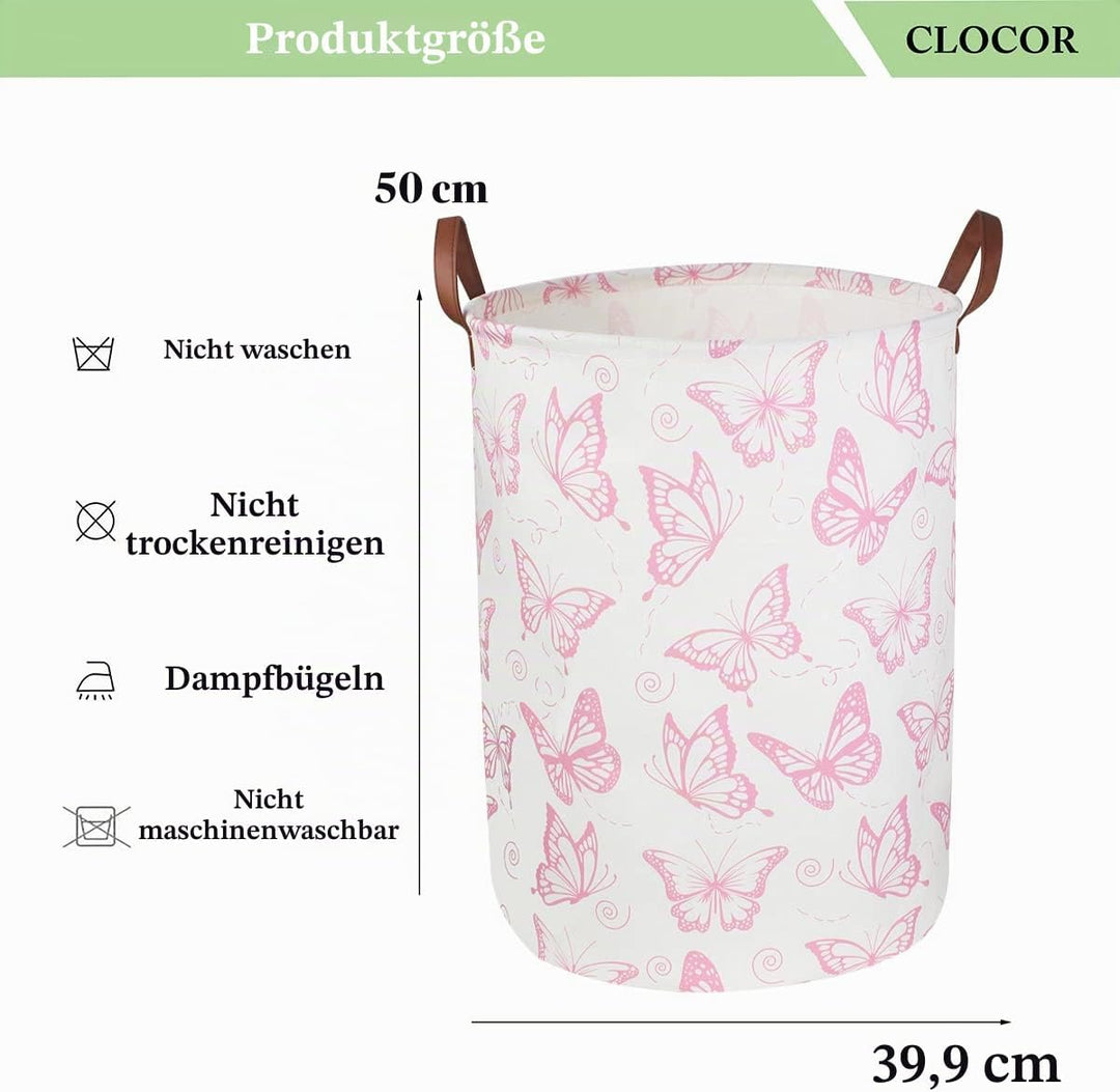 CLOCOR Rosa Wäschekorb, wasserdichter Kinderzimmer-Korb für Baby-Mädchen, faltbare Aufbewahrungskörb
