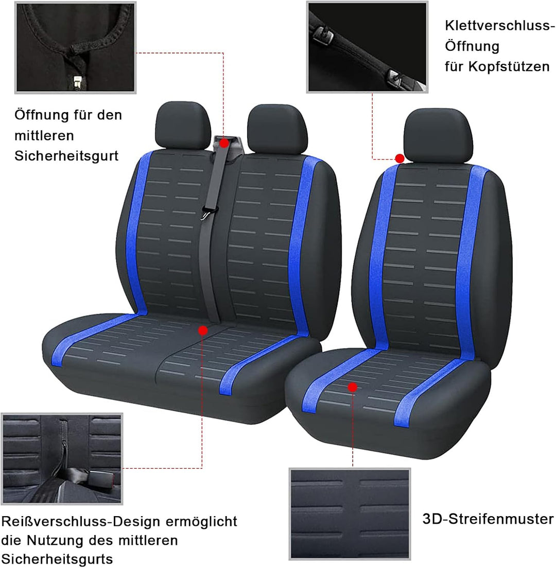 TOYOUN Van-Sitzbezüge, 3D-Streifen-Druck, universelle Passform für die meisten Lieferwagen, LKWs, Vo