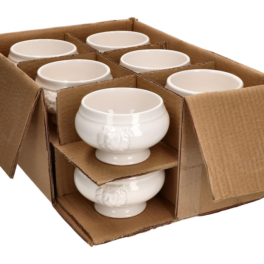 MamboCat 12er Set LEO Löwenkopf-Terrinen I klein - 250ml I Für 12 Personen I Weisse Suppentassen 0,2
