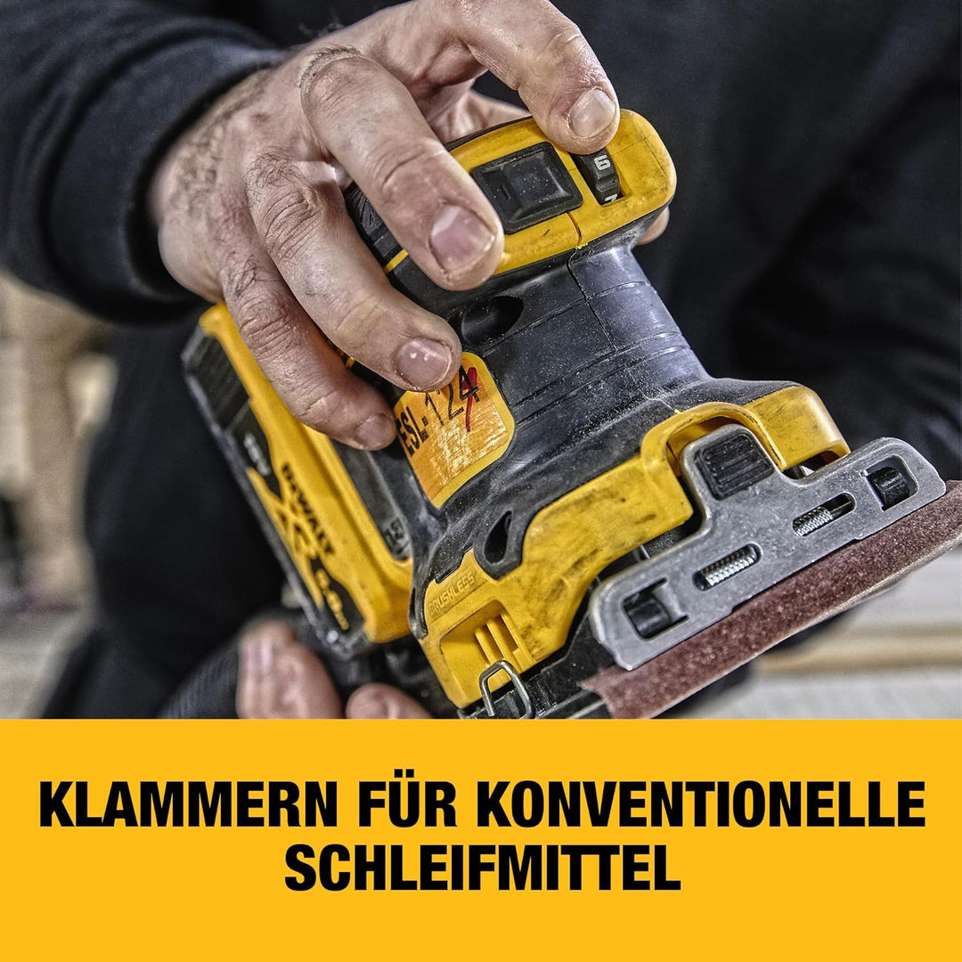 Dewalt 18 Volt Akku-Vibrationsschleifer DCW200NT (bürstenloser Motor, elektronische Drehzahlregulier