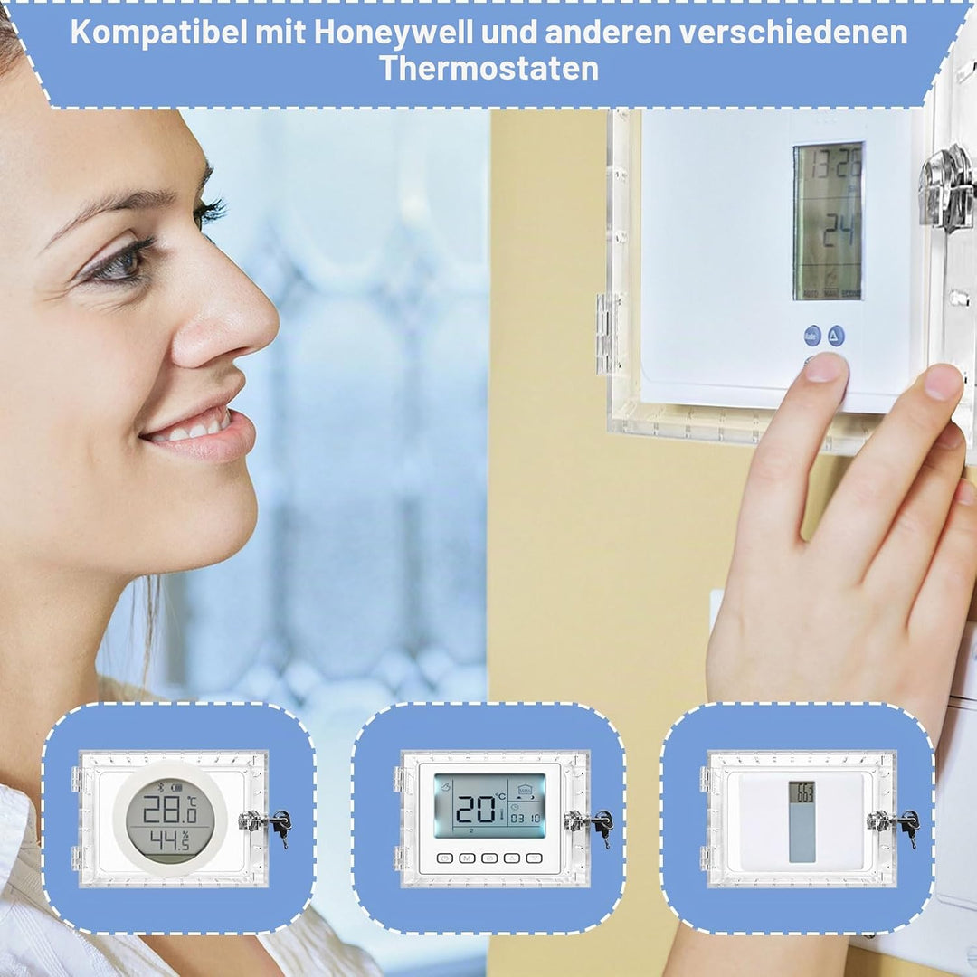 GAESHOW Universal Wand Transparenter Thermostat Schutz, Thermostat Schliesskasten mit Schlüssel, Acr