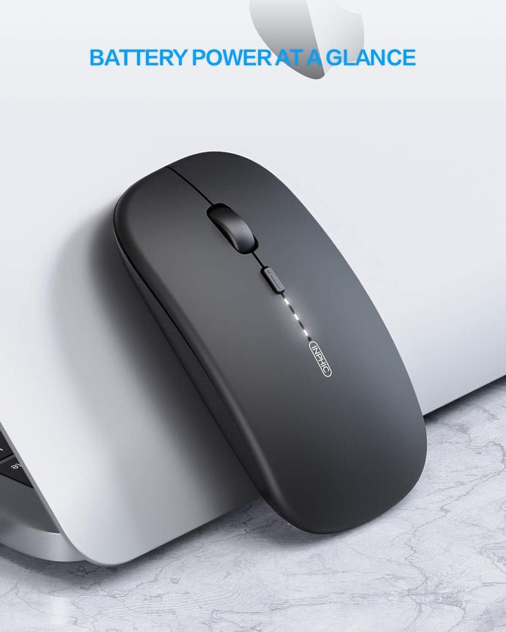 inphic Maus Kabellose wiederaufladbar, Ultra Slim 2.4G Leise Funkmaus Optische Computermaus 2400 DPI