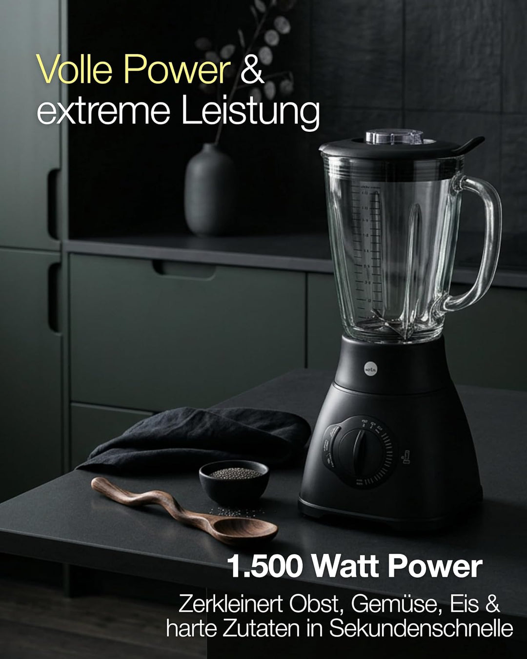 Wilfa XPLODE AUTO Standmixer - 1,8l Borosilikat-Glaskrug inkl. Mess-Skala - 1.500 Watt - 3 Programme