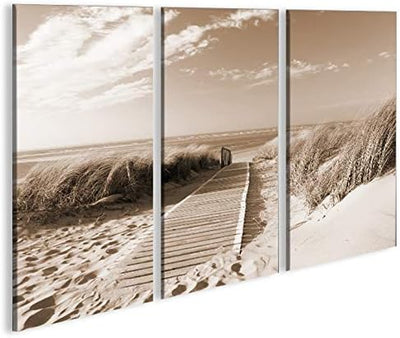 islandburner Bild Bilder auf Leinwand Strand Sepia Nordseestrand Langeoog 3p XXL Poster Leinwandbild