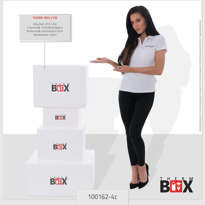 THERM BOX Styroporbox 27W mit 4X Kühlakku für Kühlbox 27,9L Innen:37x26x29cm Transportbox Thermbehäl