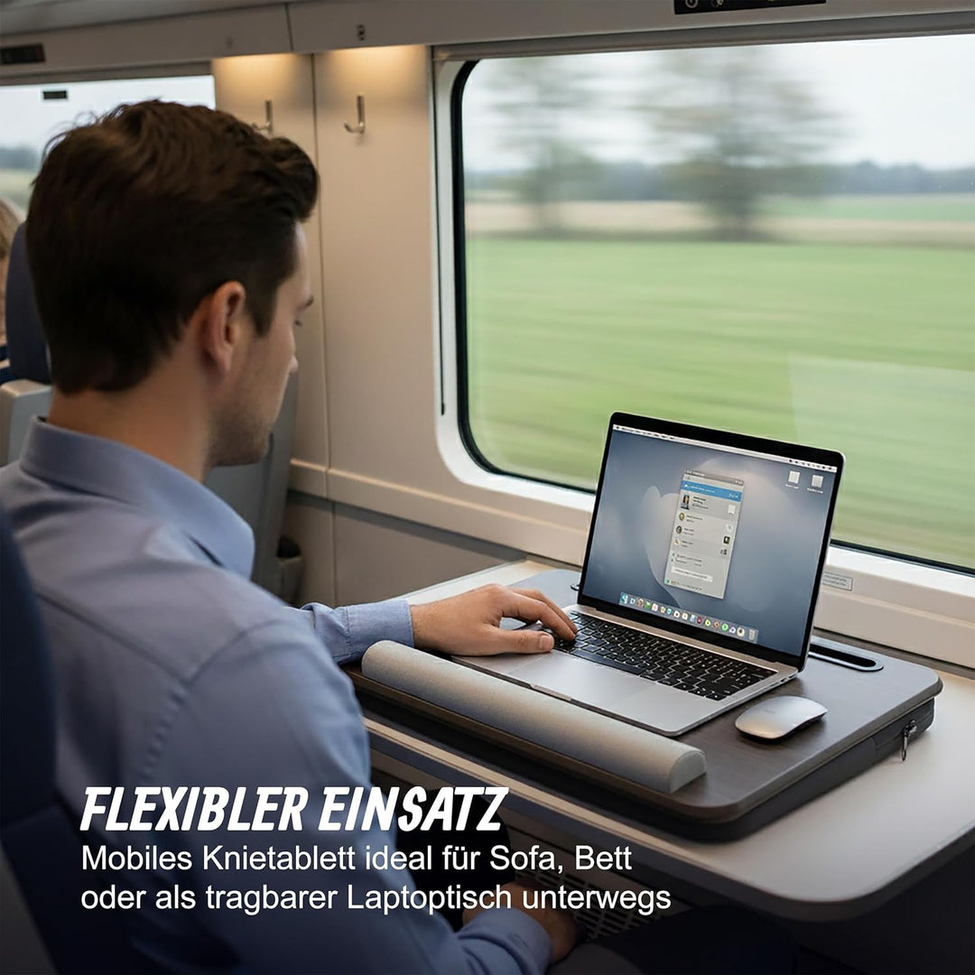 Relaxdays Laptopkissen mit Tasche, BxT: 43 x 32 cm, Handyhalterung, Handballenauflage, Laptop Knieta