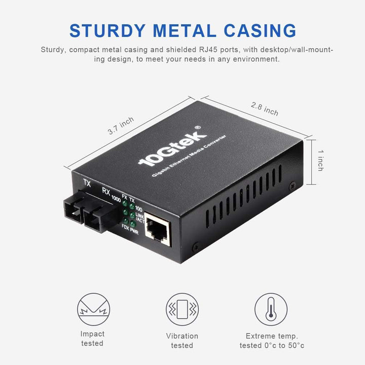 Gigabit Ethernet Medienkonverter LWL, Glasfaser Multimode SC Media Convertor mit 1Gb SFP SX Transcei