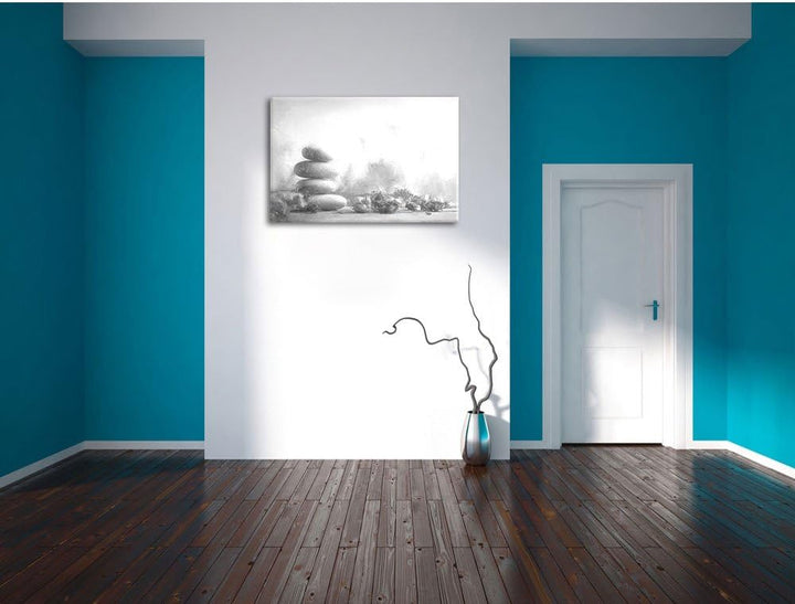 Pixxprint Lavendel Spa-Stillleben Kunst Kohle Effekt, Format: 100x70 auf Leinwand, XXL riesige Bilde