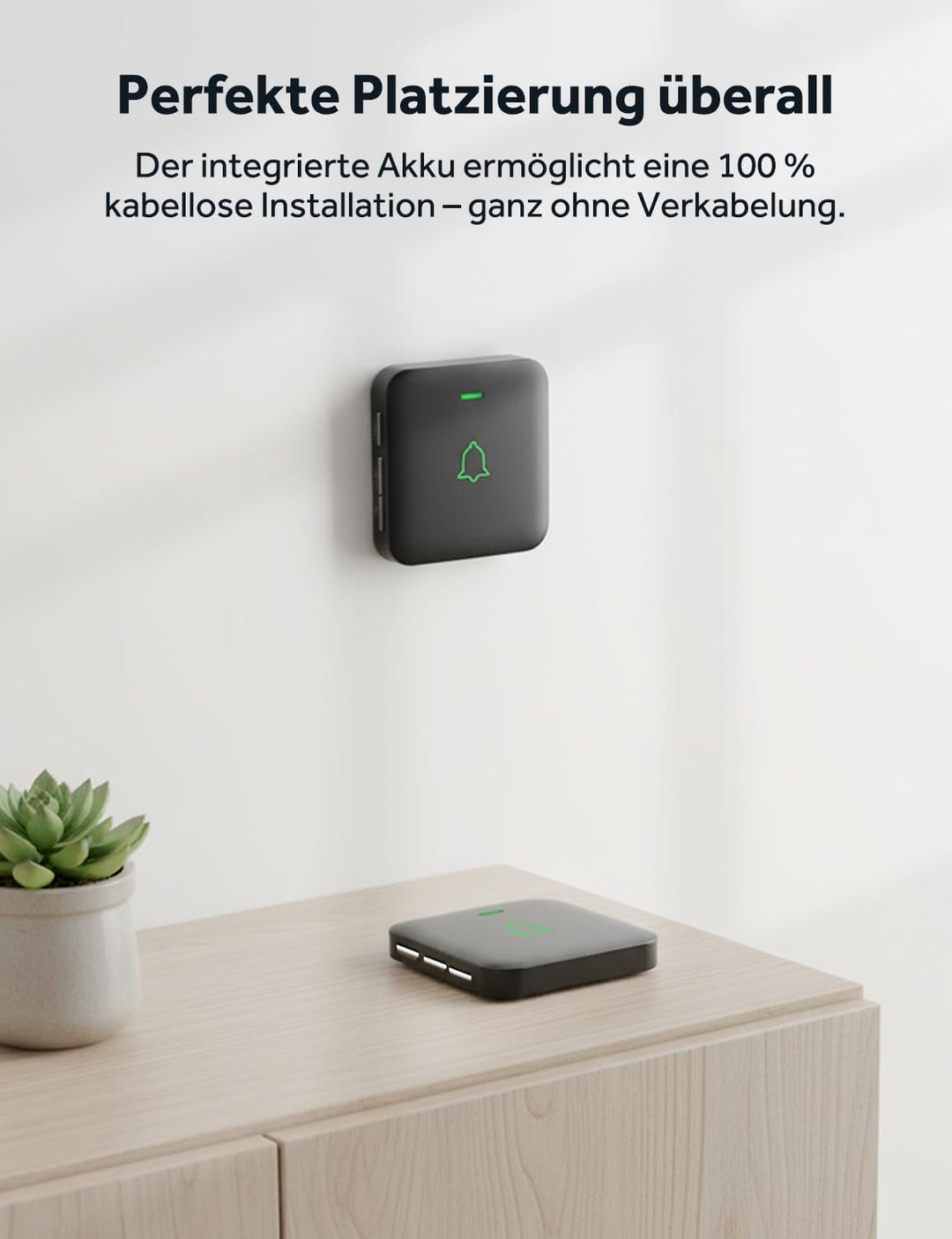 AVANTEK Kabellose Türklingel Batteriebetrieben, Mini Funkklingel 300M mit 2 Empfänger, IP55 Wasserdi