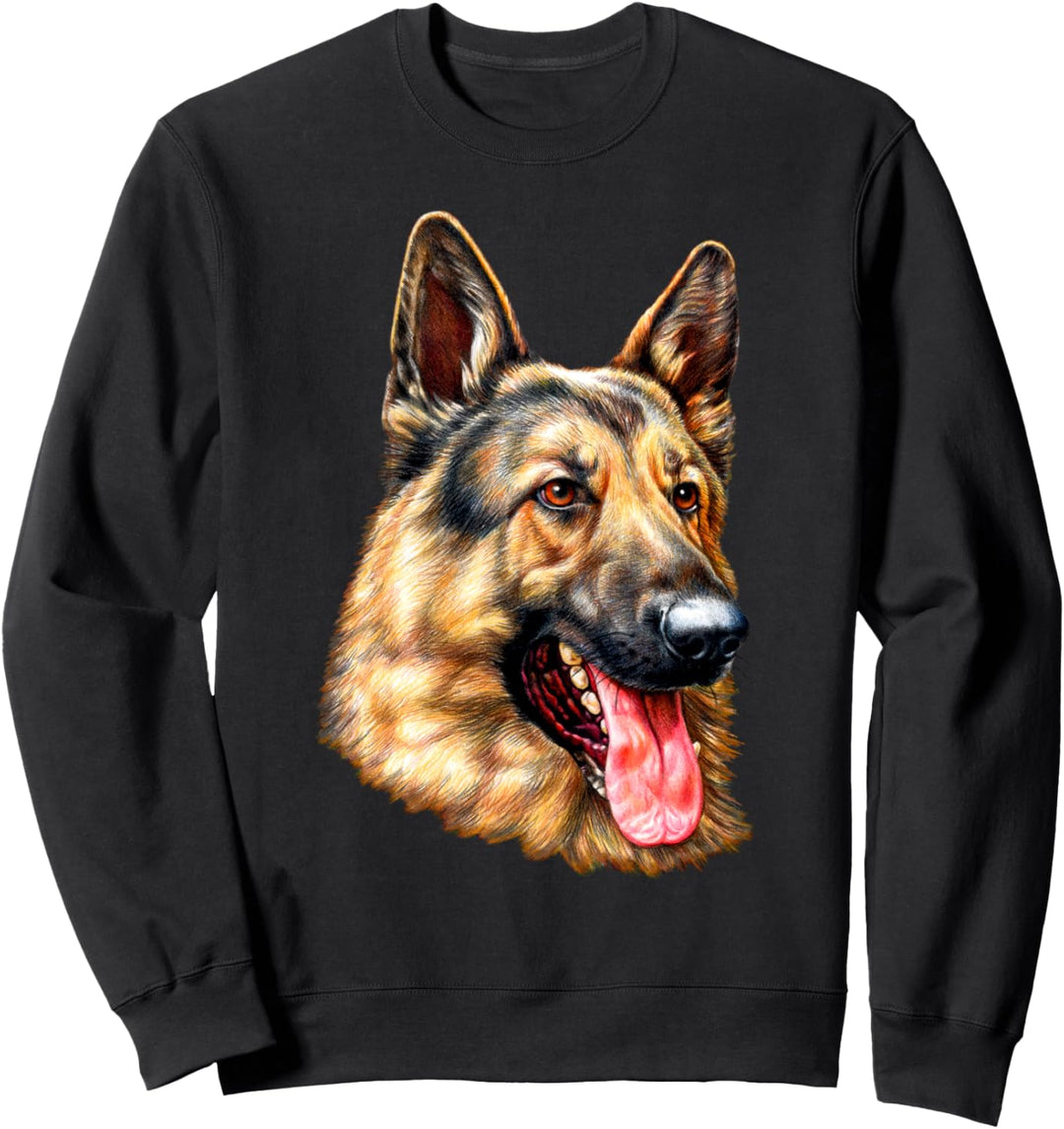 German Shepherd Face Portrait Art Dog Lover Gift Tee Shirt Sweatshirt