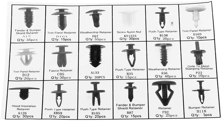 Keenso Auto Kunststoffnieten Set, 415 Stück 18 Grössen Auto Kunststoffnieten Befestigungsclip für Au