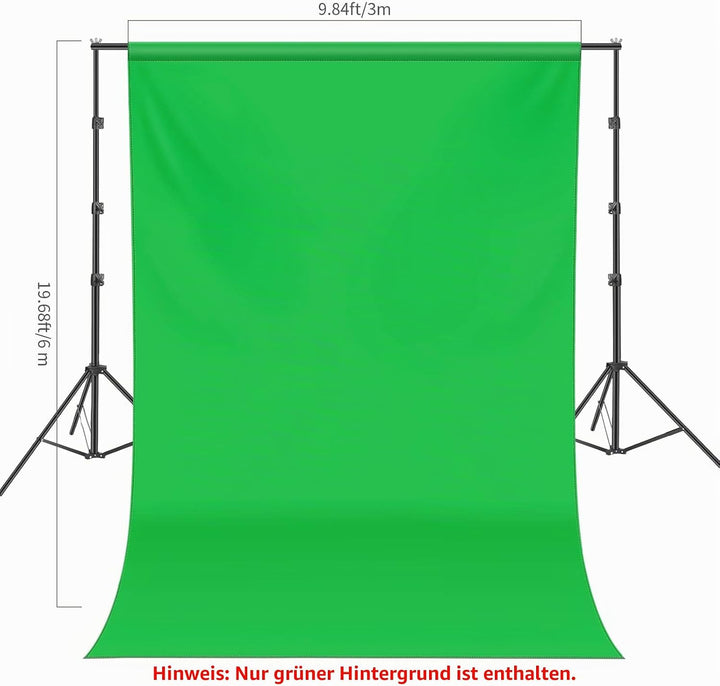 Neewer 10 x 20FT / 3 x 6 M Fotostudio 100% reines Muslin Faltbare Hintergrund Grün 10x20' Grün, 10x2