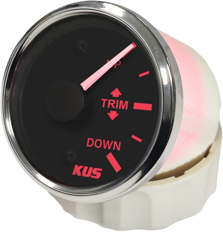 KUS wasserfest Trim Gauge Meter oben 52mm 12V/24V mit Hintergrundbeleuchtung Schwarz, Schwarz