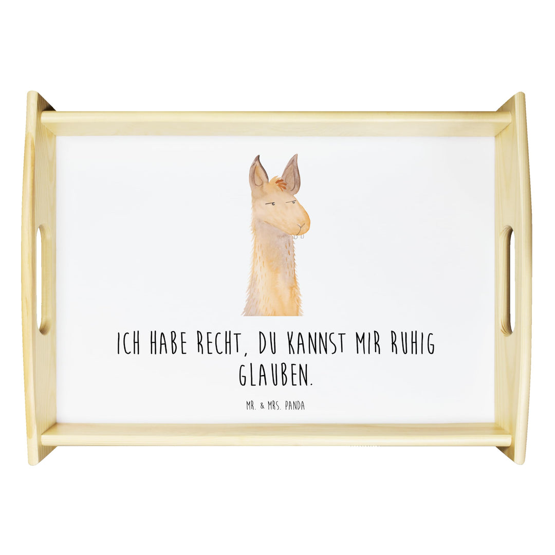 Mr. & Mrs. Panda Serviertablett Lamakopf genervt - Geschenk, Küchentablett, Recht haben, Lamas, Deko