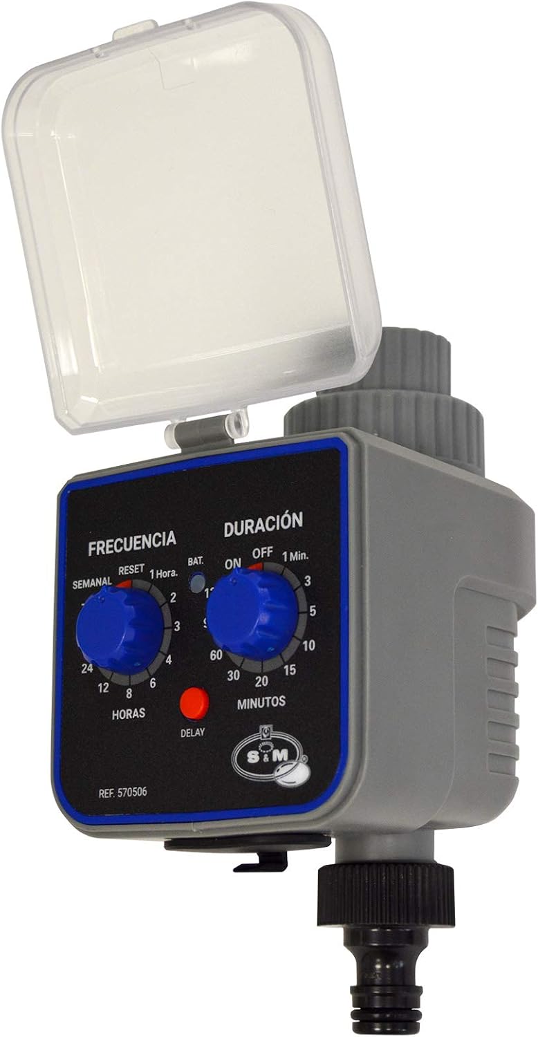 S&M 590054 Wasserhahn-Programmierer mit 1 Ausgang für automatische Bewässerung H-M, Grau/Schwarz, 3/