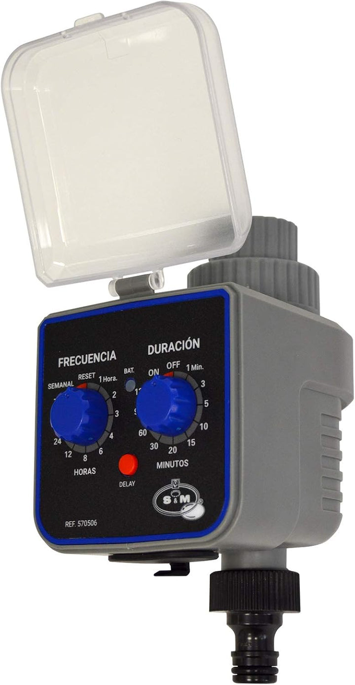 S&M 590054 Wasserhahn-Programmierer mit 1 Ausgang für automatische Bewässerung H-M, Grau/Schwarz, 3/