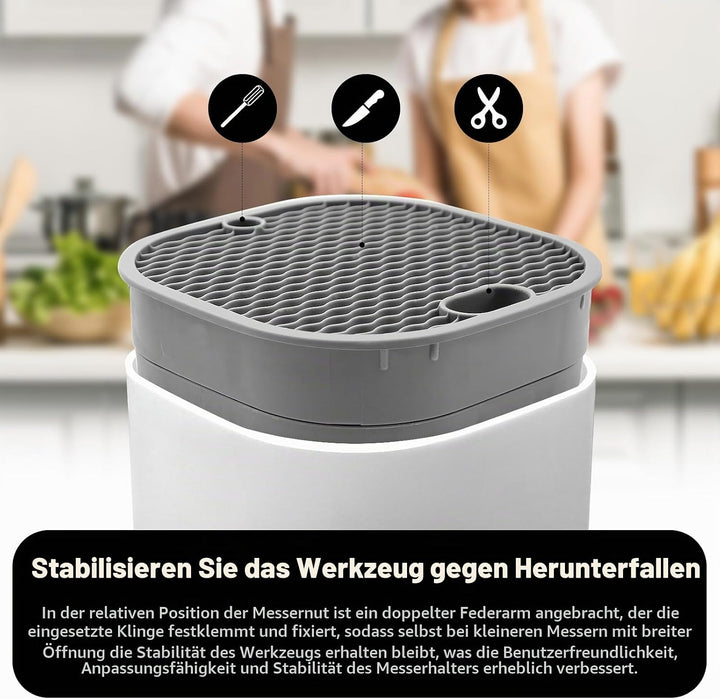 NVGFTG Messerblock Ohne Messer, Universal Messerblock Schwarz mit 21 Schlitzen und Abflussdesign, Ru