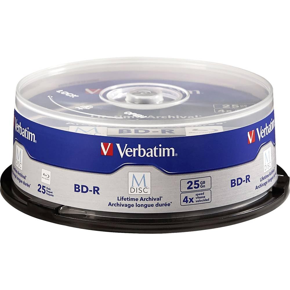 Verbatim 98809 M-DISC BD-R 25GB/1-4x, 25-Disc Cakebox 25-Disc BD-R 25GB