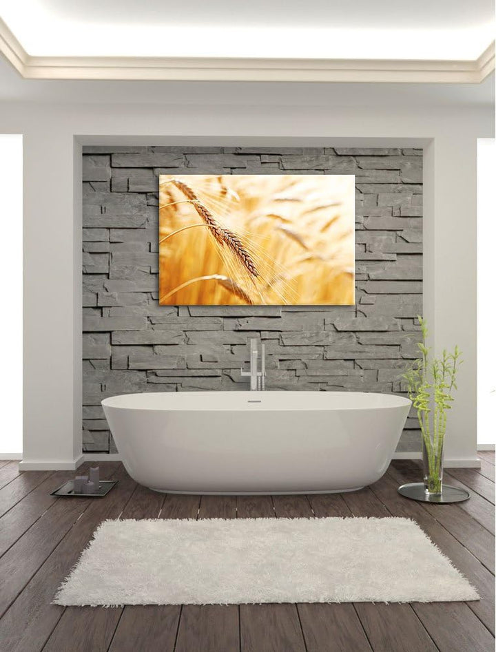 Weizen auf dem Feld Format: 100x70 auf Leinwand, XXL riesige Bilder fertig gerahmt mit Keilrahmen, K