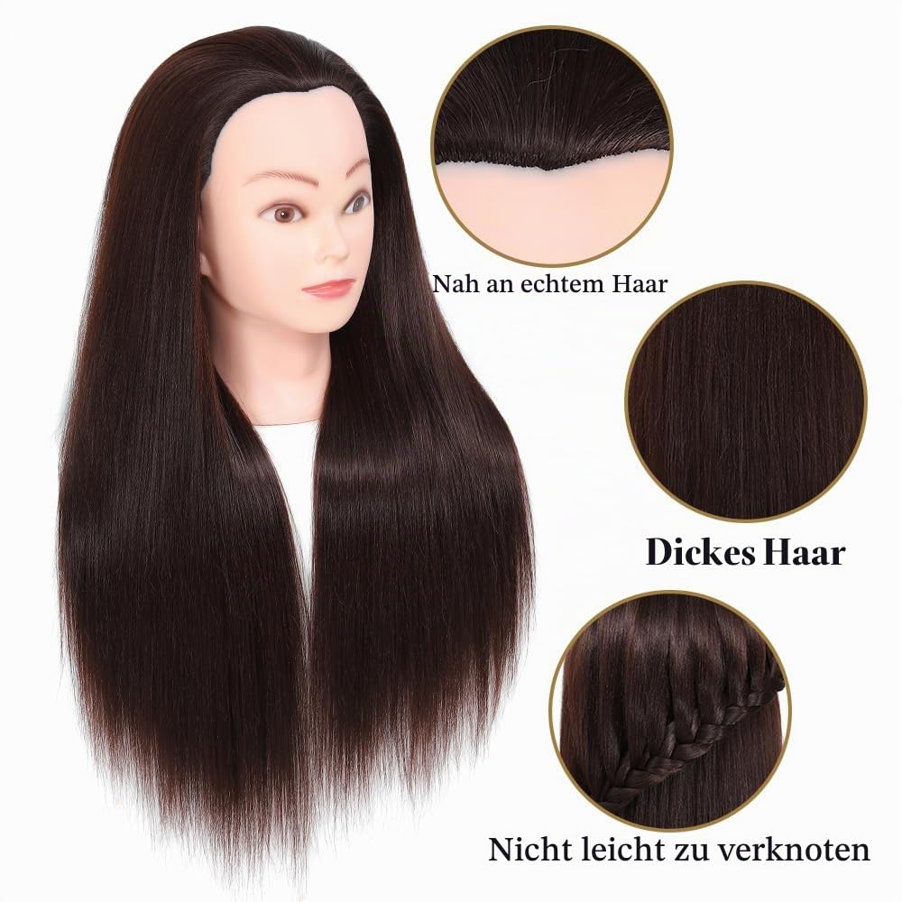 Training Kopf, 26-28" 100% synthetische Faser lange Haare Friseur Kosmetologie Schaufensterpuppe Pup