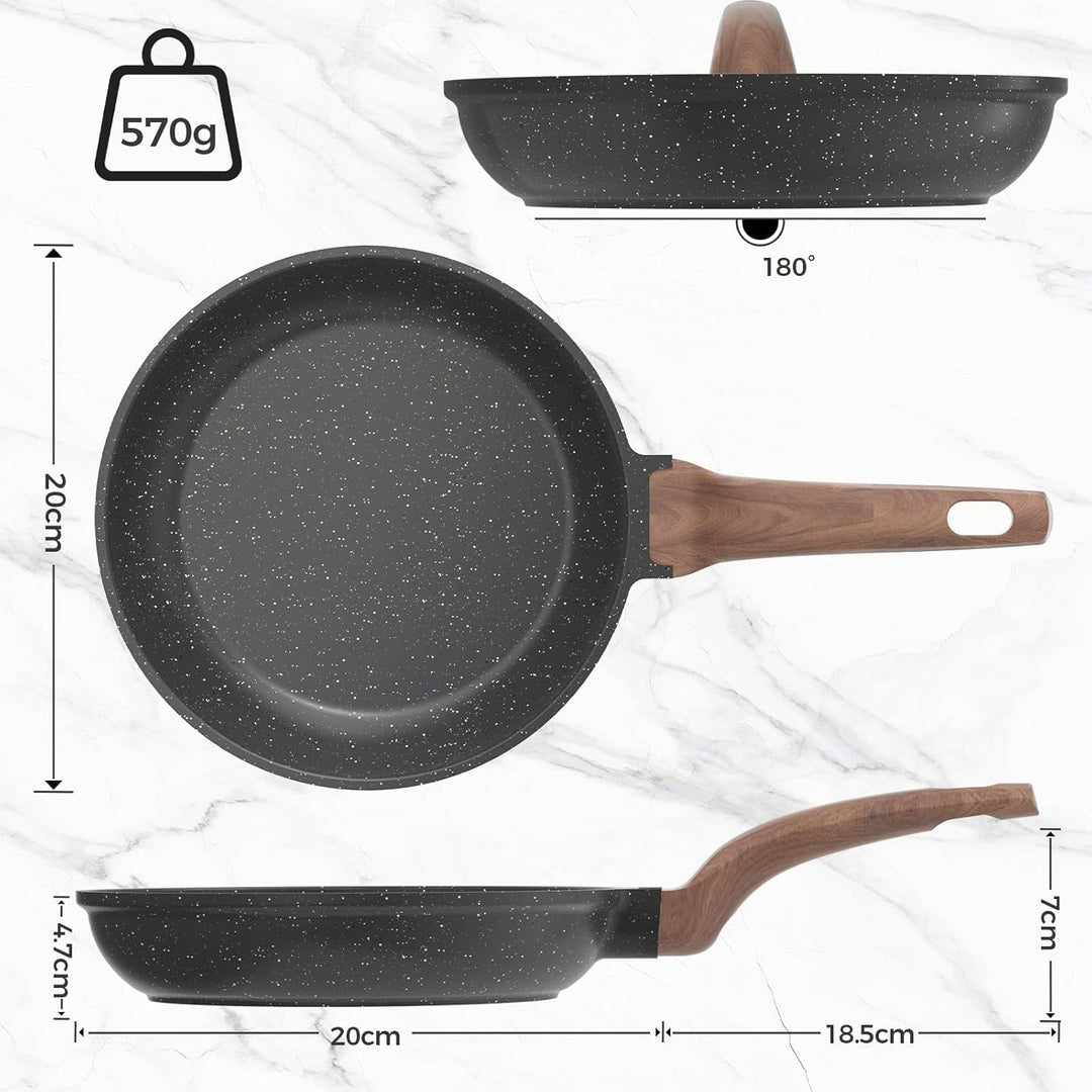 YASHE Bratpfanne mit Antihaftbeschichtung, 20 cm, Pfanne mit Granitbeschichtung für Eier, Pfannkuche