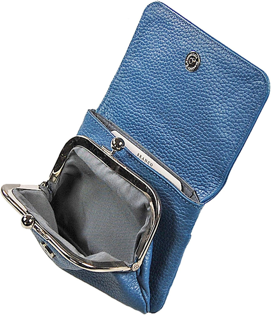 GoBago Damenbörse Nappa Leder grosse Knipsbörse Bügelbörse Geldbeutel Börse (Blau), Blau