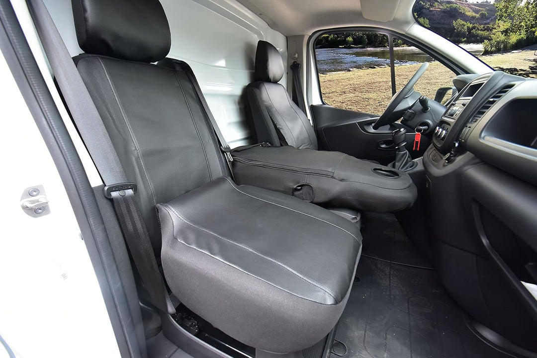 Z4L Passgenaue Kunstleder Sitzbezüge VIP ideal angepasst geeignet für Vivaro C ab 2019 3-Sitzer Fahr