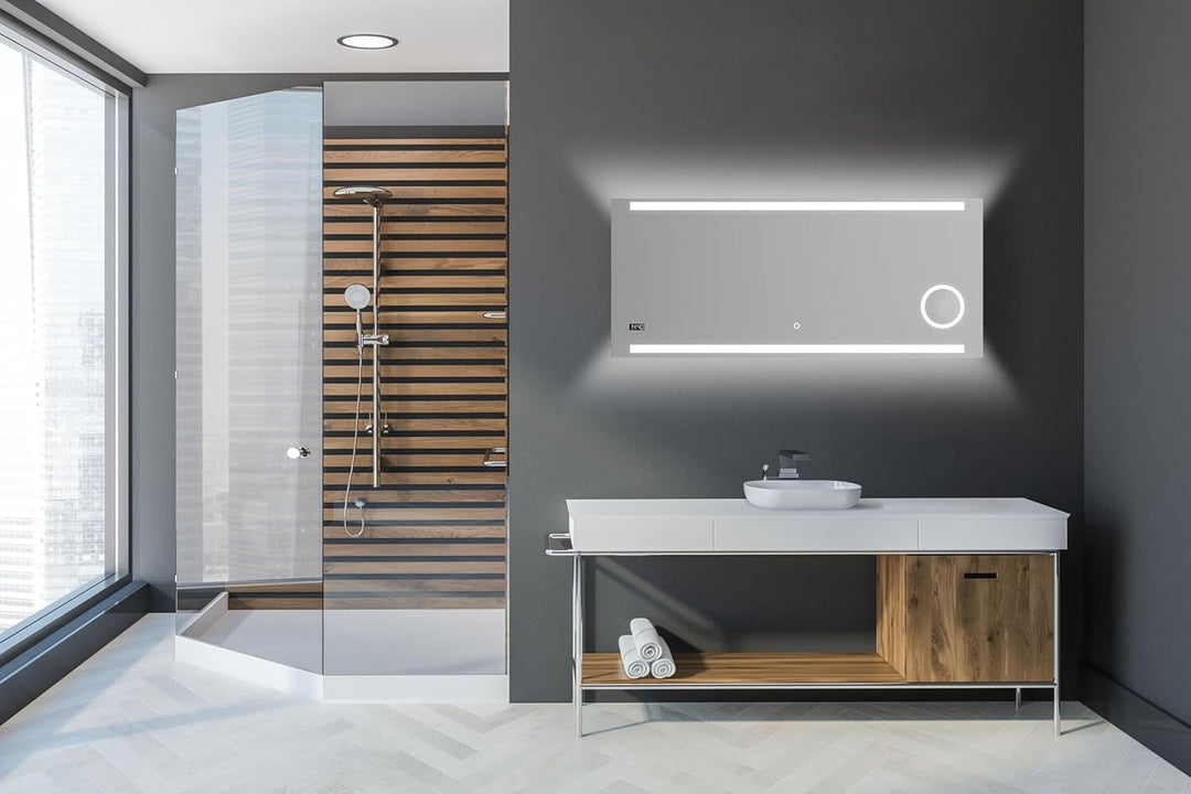 Talos King Badspiegel mit Beleuchtung – LED Badezimmerspiegel 80x60 cm – Wandspiegel mit beleuchtete