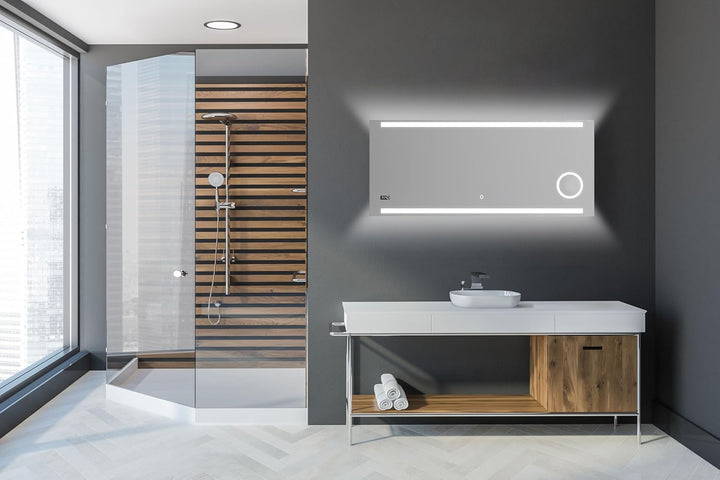 Talos King Badspiegel mit Beleuchtung – LED Badezimmerspiegel 80x60 cm – Wandspiegel mit beleuchtete