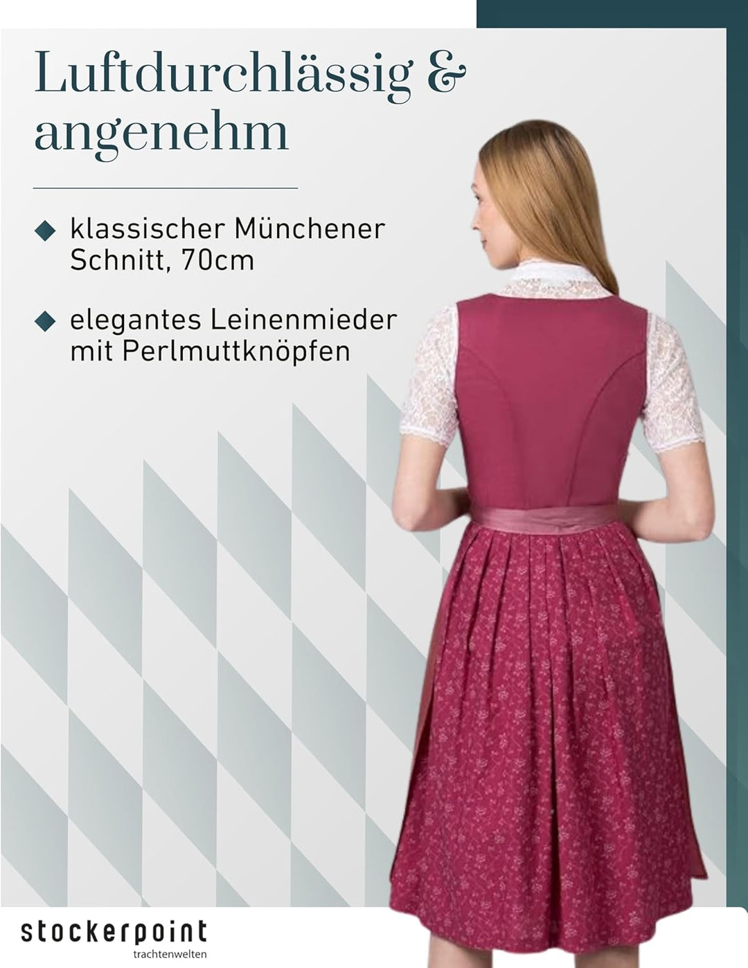 Stockerpoint Damen Dirndl Viano Kleid für besondere Anlässe 32 Beere, 32 Beere
