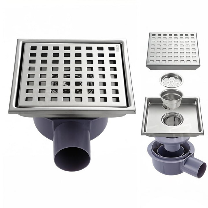 Bodenablauf Duschablauf Edelstahl 15×15cm, Flach & Befliesbar, 360° Siphon mit Geruchsverschluss, Do