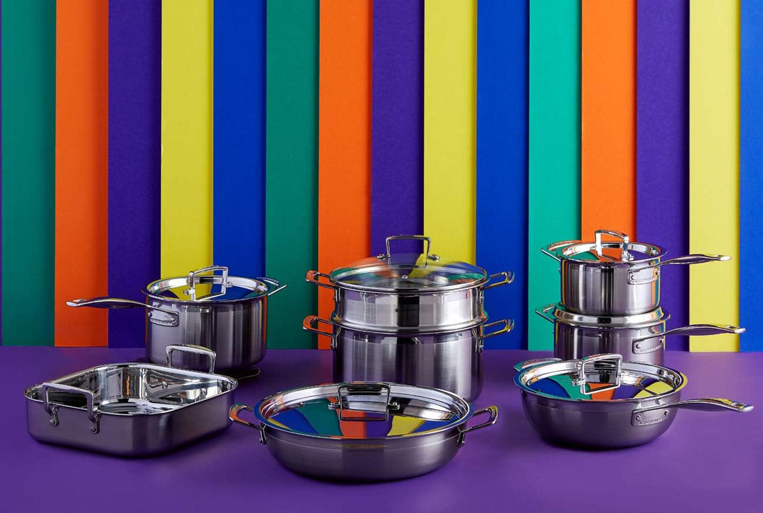 Le Creuset Fleischtopf aus 3-ply Edelstahl, Ø 18 cm, Für alle Herdarten inkl. Induktion geeignet, Si