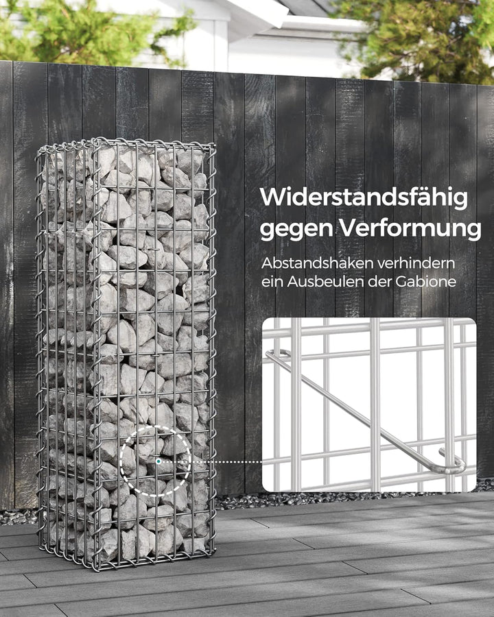 SONGMICS Gabionenkörbe, Drahtkorb mit 5 x 10 cm Maschenweite für Steine, verzinkt, Gartendekoration