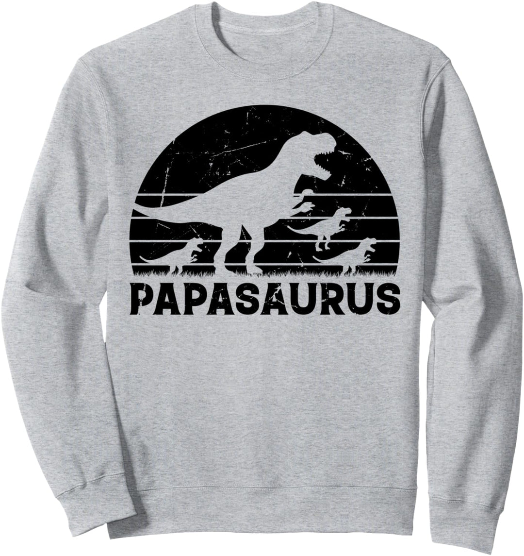 Papasaurus Dinosaurier mit drei Kindern – Papasaurus Sweatshirt
