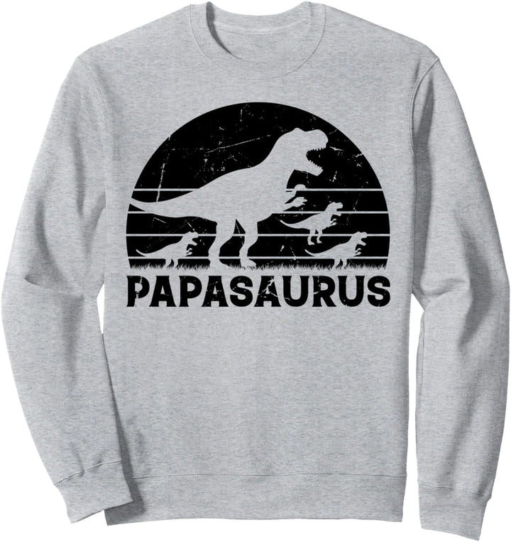 Papasaurus Dinosaurier mit drei Kindern – Papasaurus Sweatshirt