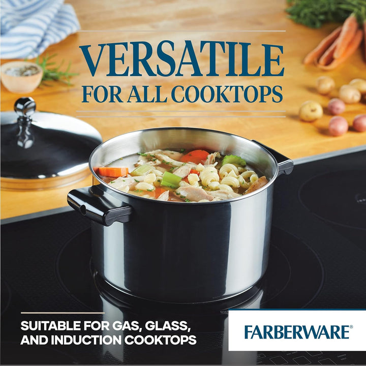 Farberware Klassischer Stieltopf mit Deckel, Edelstahl, 4 l – silberfarben 4 Quart Regulärer Deckel,