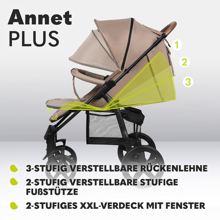 LIONELO Annet Buggy bis 22 kg mit Liegefunktion, Kinderwagen klein zusammenklappbar mit Zubehör, Eva