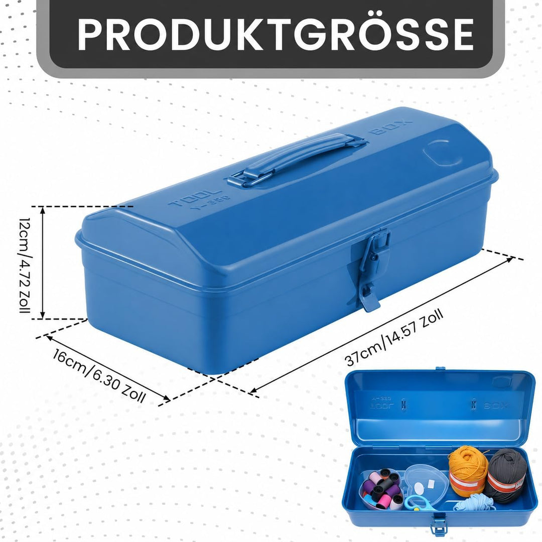 Werkzeugkoffer leer Gross Werkzeugbox 37×16×12cm Robust Langlebig Metall Werkzeugkasten mit Tragegri