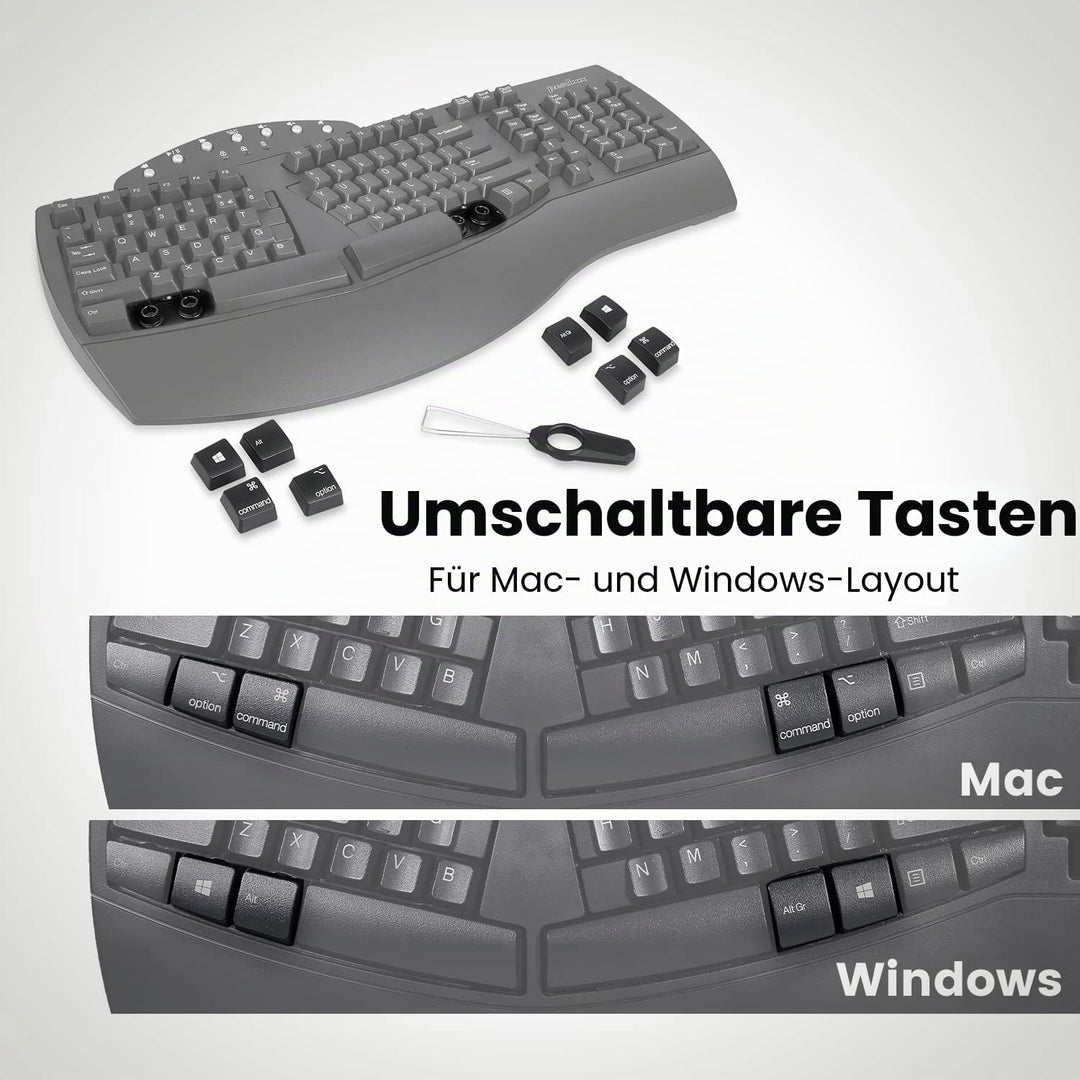 Perixx PERIBOARD-612 Wireless Ergonomic Split Keyboard with Dual Mode 2.4G and Bluetooth Feature, Co