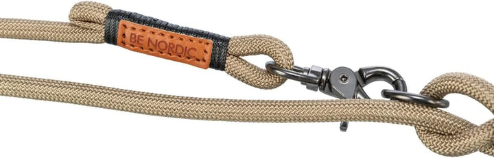 TRIXIE Hundeleine BE NORDIC V-Leine S–M, 2,00 m ø 8 mm in sand/schwarz - verstellbare Hundeleine mit