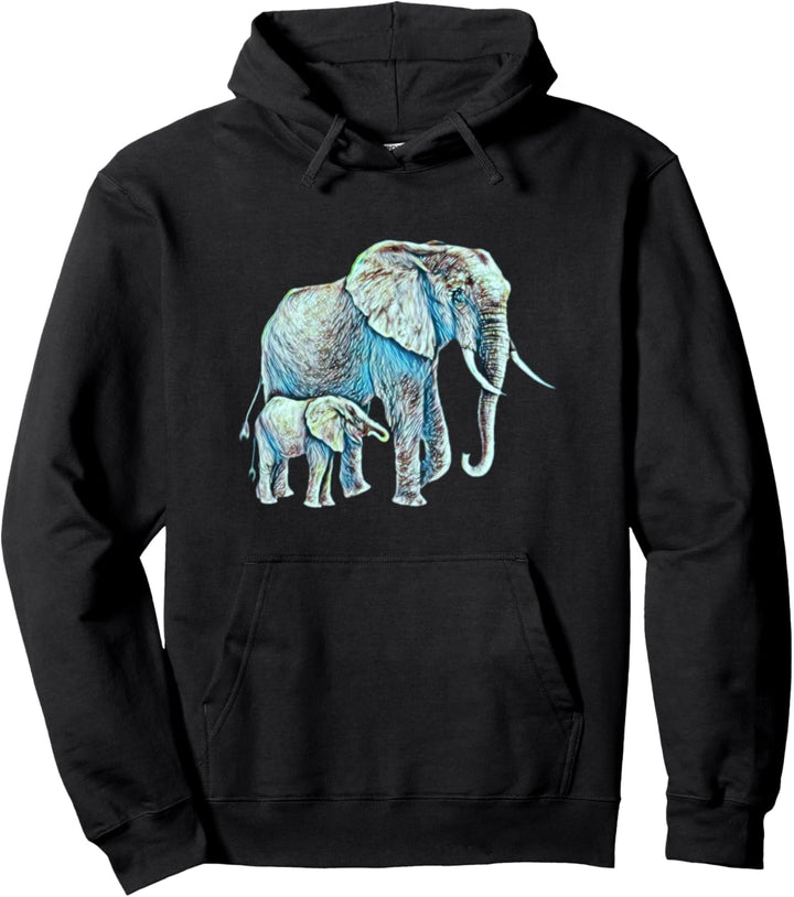 Elefanten Motiv Elefant Tiermotiv Wildtiere Tiere Afrika Pullover Hoodie